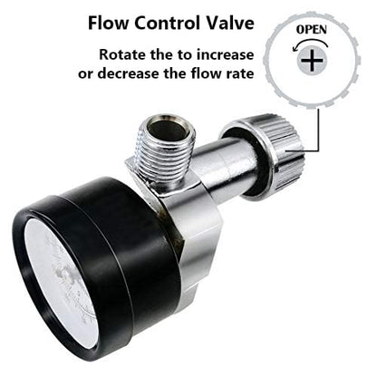 Beduan Flow Control Valve, 1/4" NPS Water Pressure Reducer Adjustable Control Valve with Gauge