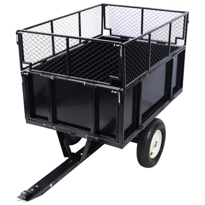 Geelife ATV Trailer Steel Dump Cart, 750lbs 22 Cubic Feet Utility Trailer Lawn Garden Trailer with Heavy Duty Tow Behind Carts and Removable Sides for Tractors, ATV, UTV, Lawn Mowers