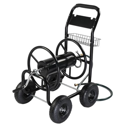 Outvita Garden Hose Reel Cart, Lawn Water Planting Cart with Wheels, Black
