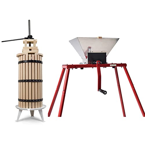 SQUEEZE master XL Fruit Apple Cider Wine Classic Press- 7.9 Gallon with Fruit Apple Wine Classic Crusher With Stand