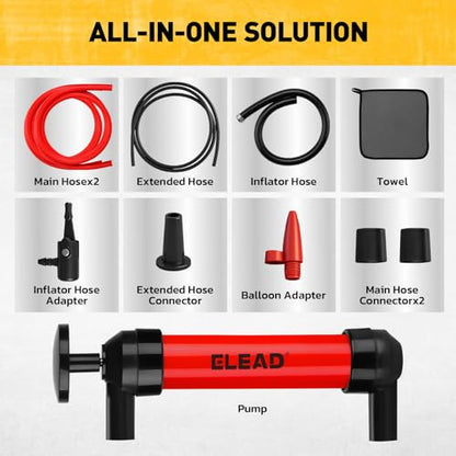 Fluid Transfer Siphon Pump for Gasoline, Multi-Use Liquid Transfer Pump, Fuel Oil Siphon Pumps, Multifunction Hand Inflation Pumps with Inflator Hose adapter, Balloon adapter - color: Multi-Use Red