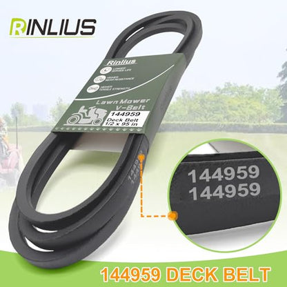 Mower Deck Belt 144959 for Craftsman LT1000 LT2000 LT3000 DYT4000 42 inch Deck Husqvarna Poulan AYP 138255 532144959 532138255 Riding Lawn Mowers(1/2" x 95") - size: 532144959