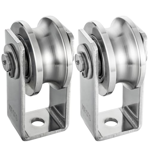 Cable Pulley Wheel Stainless Steel, Bearing Inside, Rope Pulley for Pulley System, 2 Pack - size: pulley wall-mounted