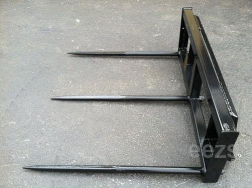 Skid Steer Attachment, 3 x 43" Hay Bale Spear, Rated 3000 LB, Quick Attach - size: 3 x 43"