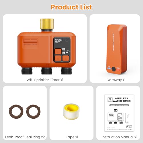 Smart WiFi Sprinkler Timer 3 Zone, Water Timer for Garden Hose Irrigation - style: 3 Outlet- Brass Inlet
