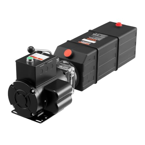 Vevor Hydraulic Pump 15 Quart Hydraulic Motor Hydraulic Lift Single Phase Car Lift 3450 RPM Dump Trailer 208-230 Volt Portable Car Lift 2 Horsepower Auto Lift Vehicle Lift Portable Power Press - size: 16 Quart, style: Single Acting