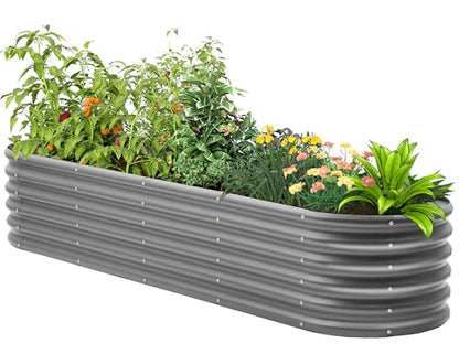 Besebay Galvanized Raised Garden Bed, Outdoor Planter Bed, - color: Dark Grey, size: 8x2x1.5ft