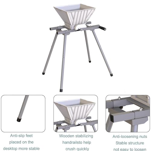 SQUEEZE master Fruit Apple Wine Classic Crusher With Stand-7 Litre/1.8Gallon Manual Grinder- Large Nylon Hoopper-Nylon Teeth-Silver - style: nylon hopper+nylon teeth+stand