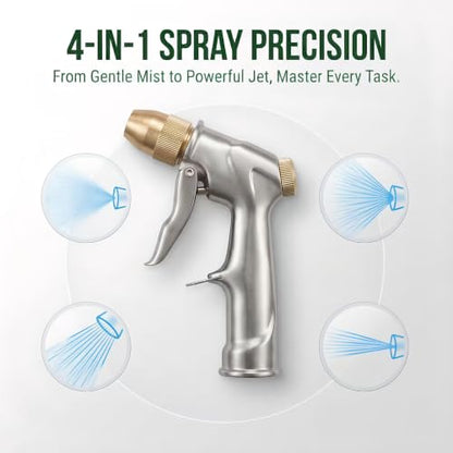 Metal Garden Hose Nozzle 4 Modes Leak Proof High Pressure Lawn Car