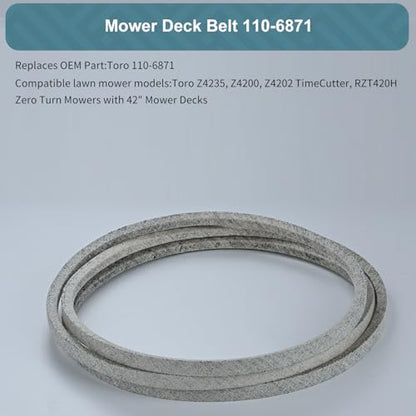 Holdly 110-6871 Deck Belt 1/2 x 112'', Mower Belt for Toro TimeCutter Z4200 74360 Z4235 Z4202 Z4220 74380 74381 74363 74365 74366 LawnBoy 81270 Z3400HLX 1106871 - size: 110-6871