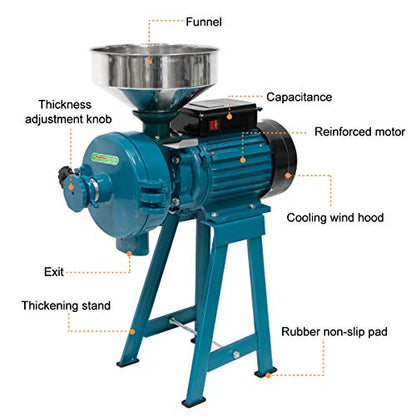 LILYPELLE 3000W Electric Grain Mill, 110V Corn Grinder Mill Grinder - color: Wet&Dry Grinder
