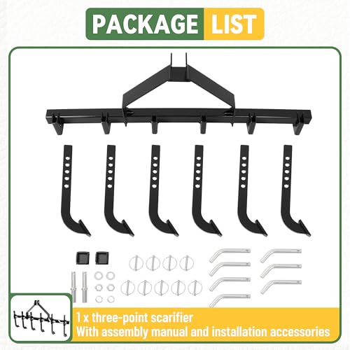 KUAFU 48" Chisel Plow Scarifier W/6 Shanks Compatible with CAT-0 Tractors