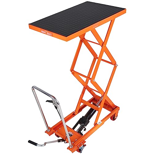 VEVOR Hydraulic Lift Table Cart, Orange, 50-Inch