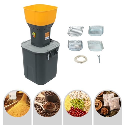 Electric Corn Grinder Mill 110V 1300W 19000RPM Automatic Agricultural Feed Grain Mill, 881lbs/H Dust-free Dry Cereals Wheat Grinder Flour Mill with 5 Sieves, 11.89Gal Detachable Bucket - size: 1300W, 5 Sieves, w/ 45L(11.89Gal)Bucket