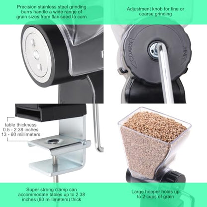 Kitchen Crop Grain Mill Wheat Flour Grinder, Stainless Steel Metal Burrs (The Grain Mill + The Motor) - size: The Grain Mill + The Motor