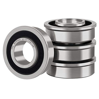 XiKe 4 Pack Flanged Bearing ID 1/2" x OD 1-3/8", Wheelbarrows Bearings - size: ID 1/2" x OD 1-3/8"