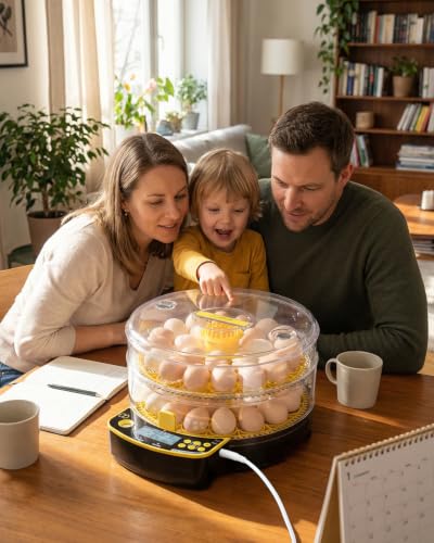 JUJOJB 48 Egg Incubator for Hatching Eggs, Double-Layer Auto Turner & Temp - color: Yellow