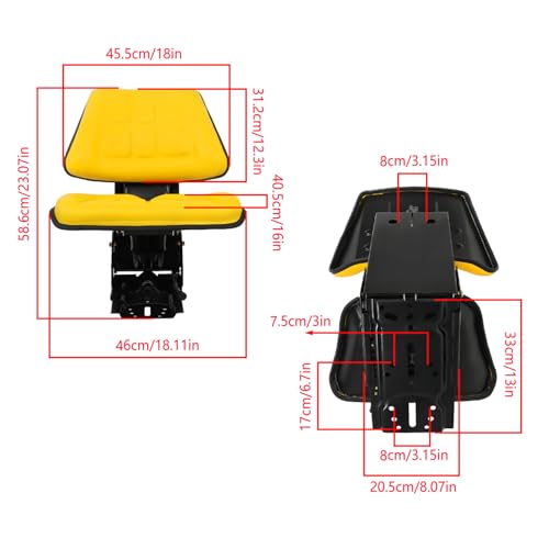 Yellow Tractor Suspension Adjustable Seat with Tilt Mechanism