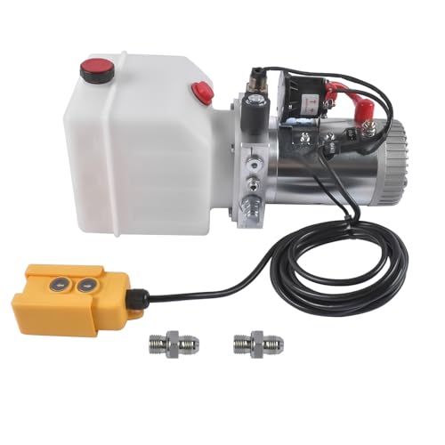 4 Quart Single Acting Hydraulic Pump 12V DC Hydraulic Power Unit Dump Trailer Plastic Tank Vahaha