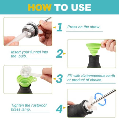 Sbestily Diatomaceous Earth Bulb Duster Powder Applicator, with Long Tubes