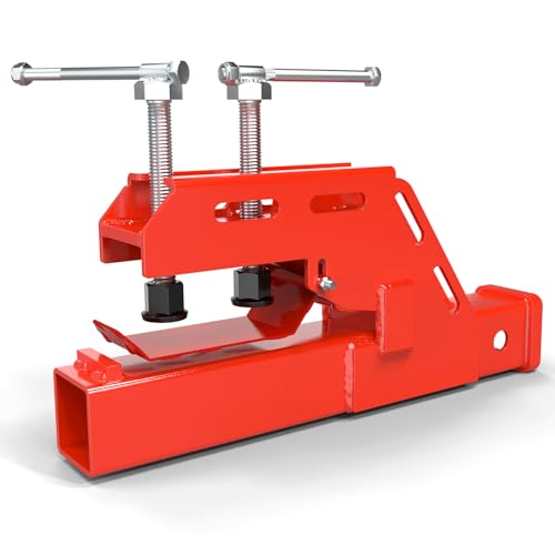Clamp on Trailer Hitch 2" Receiver for Tractor Bucket, Red, Non-Slip - color: Red