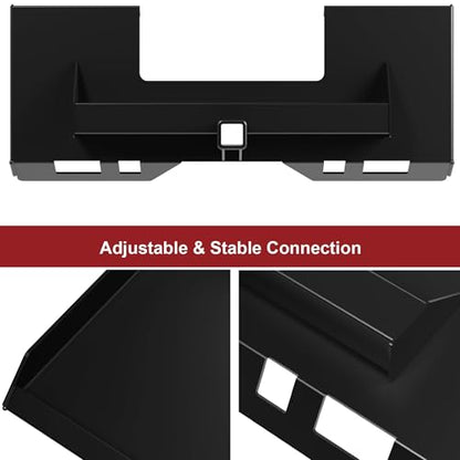 TrailBlaze Heavy-Duty 1/4" Skid Steer Mount Plate – Global Quick Attach Adapter for Loader, Tractor, Compact Loader – 2" Removable Hitch – 3000LB Capacity – Black - size: 1/4" + Receiver