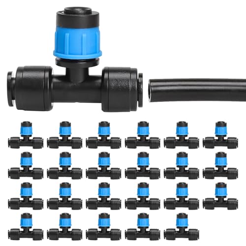 Bonviee 24-Pack 1/4-Inch Tee Vortex Emitters for Drip Irrigation - size: 1/4” Push-to-Connect Tee- Vortex- 24 PCS