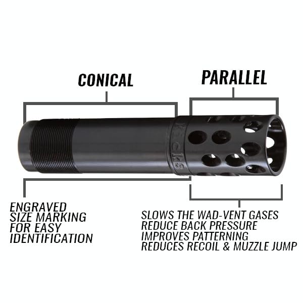 Kick's High Flyer Waterfowl Choke Tube – 17-4 Stainless Steel, Ported, 10/12/16/20/.410 Gauge - size: 12 GA, Extra Full, style: BER / BEN / Stoger 2000 / MobilChoke