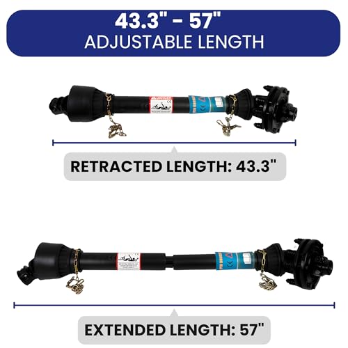 Jeremywell Series 5 PTO Shaft, 1-3/8'-6 Spline Both Ends, 43'-57' Replacement Finish Mower w/Slip Clutch for Bush Hog T5*1100*BIIIP*5.05.05B*5FFV1