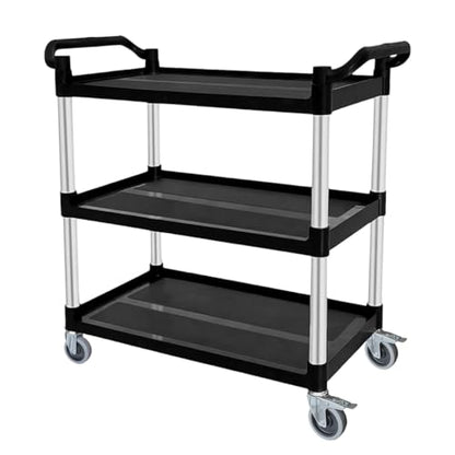 Plastic Utility Carts with Wheels, 3-Tier Rolling Cart, Restaurant Cart - size: 31.5"×16"×38" S