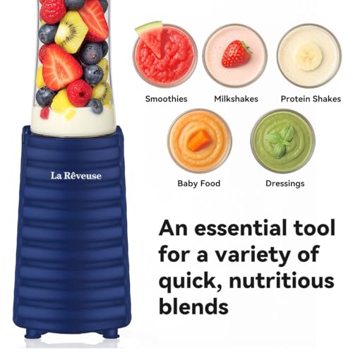 La Reveuse Personal Size Blender for Protein Shakes and Smoothies, Navy - color: Navy