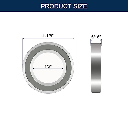 R8ZZ Deep Groove Ball Bearings, ID 1/2" x OD 1-1/8" x Width 5/16" Double Shielded Ball Bearing Pre-Lubricated Chrome Steel Z2 Lever 10pcs - size: R8ZZ 1/2"x1-1/8"x5/16"