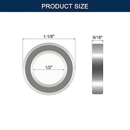 R8ZZ Deep Groove Ball Bearings, ID 1/2" x OD 1-1/8" x Width 5/16" Double Shielded Ball Bearing Pre-Lubricated Chrome Steel Z2 Lever 10pcs - size: R8ZZ 1/2"x1-1/8"x5/16"