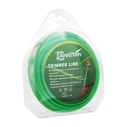 155 String Trimmer Line,Round Green Weed Eater String, Premium Nylon Universal 0.155" Diameter x 1LB - color: .155in × 1LB-Grn