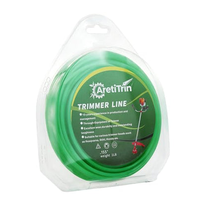 155 String Trimmer Line,Round Green Weed Eater String, Premium Nylon Universal 0.155" Diameter x 1LB - color: .155in × 1LB-Grn