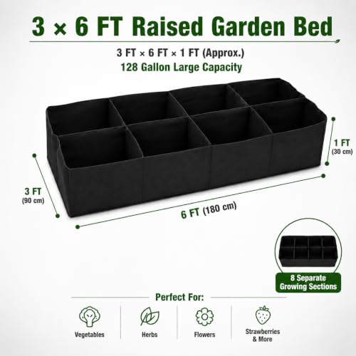 Gardzen 2 Pack Fabric Raised Garden Beds - size: 3Feet x 6Feet