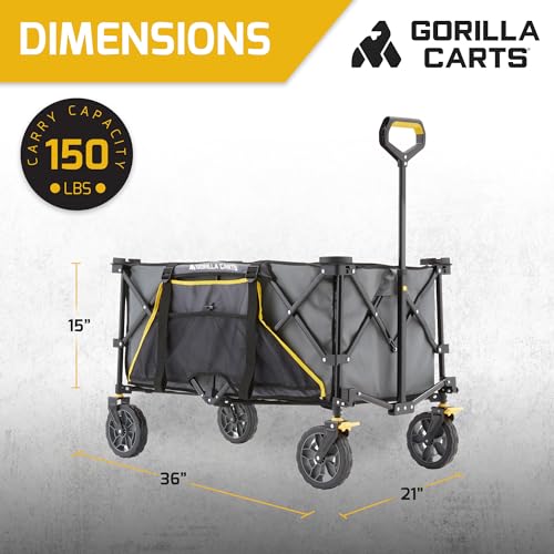 Gorilla Carts Collapsible Folding Outdoor Utility Wagon, 7 Cu Ft, Gray - color: Gray