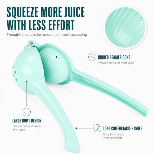 Manual Juicer Citrus Lemon Squeezer, Fruit Juicer Lime Press Metal, Professional Hand Juicer Kitchen Tool - color: Seafoam