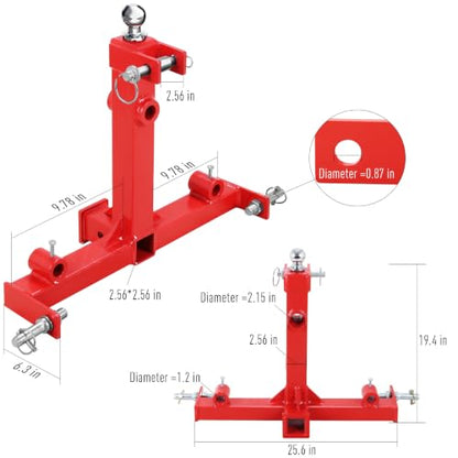 Garvee Three-Point Hay Spear Hitch for Tractor, Red Heavy Duty Bale Spear