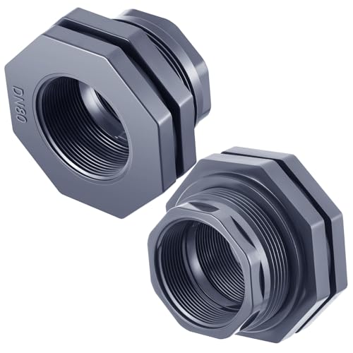 2 Pcs 3 Inch Bulkhead Fitting PVC Npt Tank Connector - size: 3 Inch