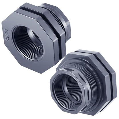 2 Pcs 3 Inch Bulkhead Fitting PVC Npt Tank Connector - size: 3 Inch