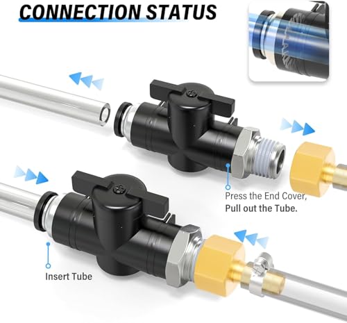 TAILONZ 1/2"ODx1/4"NPT Push-to-Connect Fitting Ball Control Valve 1Pcs - size: 1/2"OD x 1/4"NPT/1PCS
