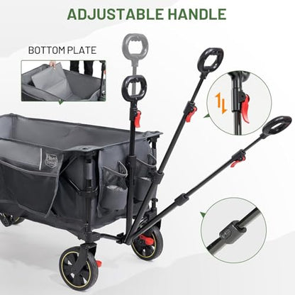 Timber Ridge Collapsible Wagon Cart with Brakes - color: Gray, size: 200L