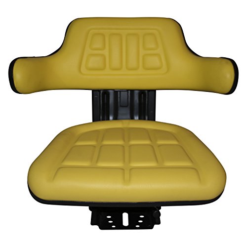 TRAC SEATS BRAND YELLOW WAFFLE STYLE UNIVERSAL TRACTOR SUSPENSION SEAT WITH TILT FITS JOHN DEERE 2350 2355 2440 6800 (SAME DAY SHIPPING - GET IT FAST! VIEW OUR TRANSIT MAP)