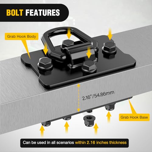 Nilight 1/2" Heavy Duty Trailer D Ring Tie Down Anchors with Backing Plates - color: Black, size: D Ring
