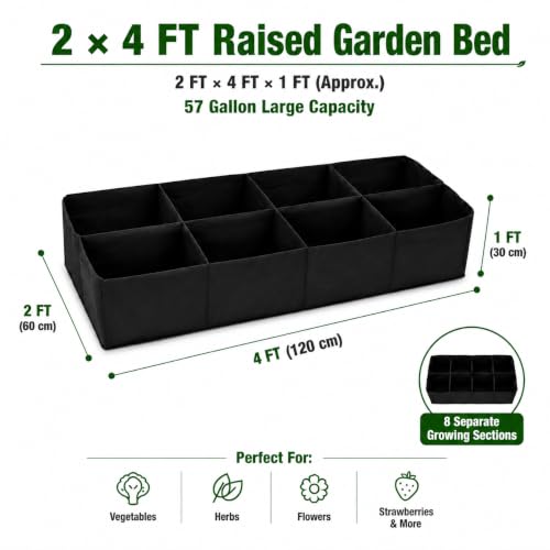 Gardzen 2 Pack Fabric Raised Garden Beds - size: 2Feet x 4Feet