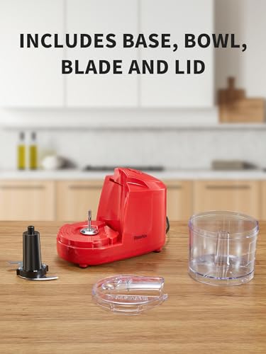 1.5-Cup One-Touch Electric Food Chopper, 100W Mini Food Processor Meat Grinder, Mix, Chop, Mince and Blend Vegetables, Fruits, Nuts, Meats, Stainless Steel Blade (Red) - color: Red