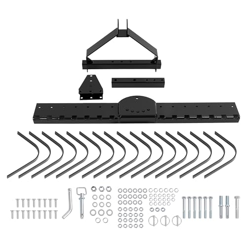 KUAFU 50" 3 Point Landscape Rake for Category-0 Cat-0 Tractor with 360 - style: Black