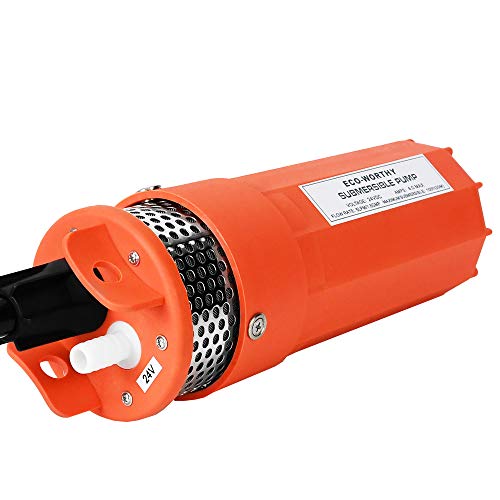ECO-WORTHY 24V Submersible Deep Well Water Pump with 10ft Cable 1.6GPM 4'' 5A, Max Lift 230ft/70m, DC Pump/Alternative Energy Solar Battery Farm & Ranch Submersible Deep Well Pump - size: 24v 96w Well Pump