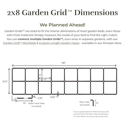 Garden Grid 2x8 | Irrigation System for Garden Bed Watering | Pre-Assembled - size: 2x8, style: Standard